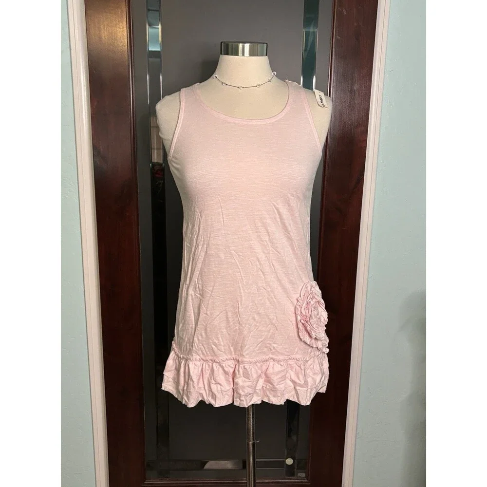New Old Navy Girls Pink 3D Rose Ruffle Tunic 100% Cotton size XL 14